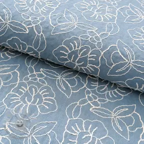 Viscosa con lino EMBROIDERY Latizia old blue