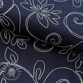 Viscosa con lino EMBROIDERY Flora navy