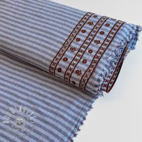 Mussola/Doppia garza EMBROIDERY 1 SIDE BORDER blue