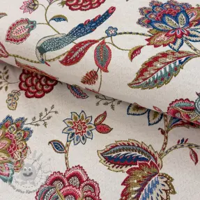 Tessuto decorativo jacquard Palampore blanc