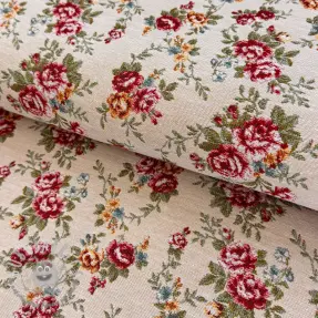 Tessuto decorativo jacquard Nina blanc rouge