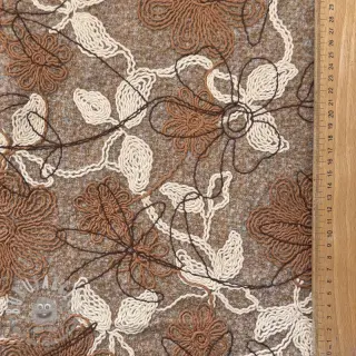Tessuto per cappotti WOOLY EMBROIDERY Petra beige
