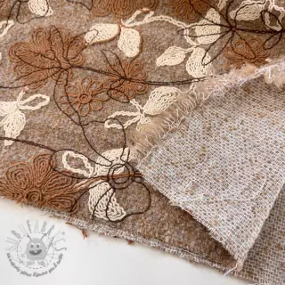 Tessuto per cappotti WOOLY EMBROIDERY Petra beige