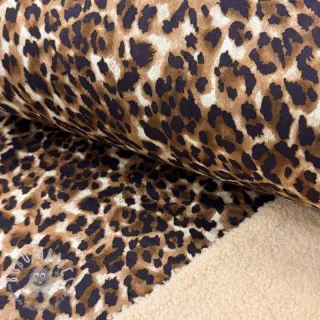Tessuto per cappotti TEDDY SUEDE Panther LEO cognac