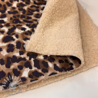 Tessuto per cappotti TEDDY SUEDE Panther LEO cognac