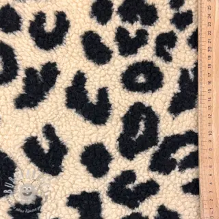 Tessuto per cappotti TEDDY Panther love ecru
