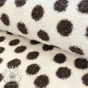 Tessuto per cappotti TEDDY Big dots brown
