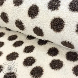 Tessuto per cappotti TEDDY Big dots brown