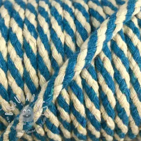 Cordino di cotone 5 mm turqouise ecru