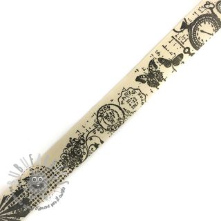 Nastro di cotone Stamps black