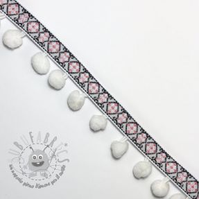 Bordatura con pompon JACQUARD white