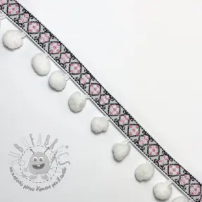 Bordatura con pompon JACQUARD white