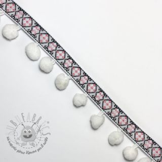 Bordatura con pompon JACQUARD white