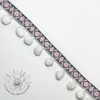 Bordatura con pompon JACQUARD white