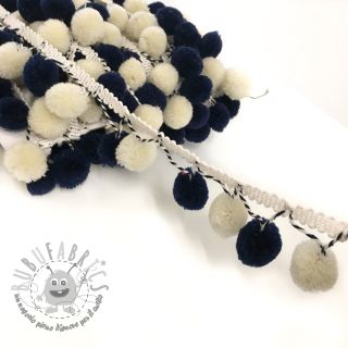 Bordatura con pompon BIG cream/blue