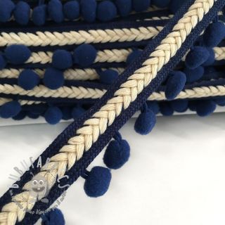 Bordatura con pompon Herringbone dark blue
