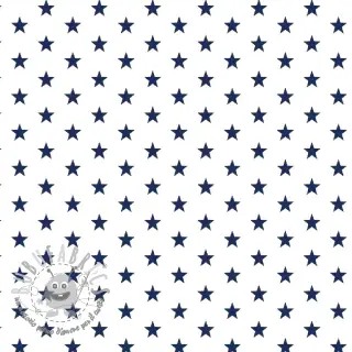 Tessuto di cotone Petit stars white/navy