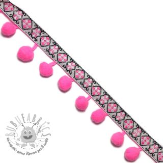 Bordatura con pompon JACQUARD bright pink