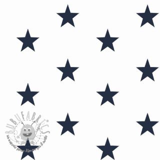 Tessuto di cotone Stars white/navy