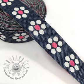 Nastro Jeans flowers fuchsia