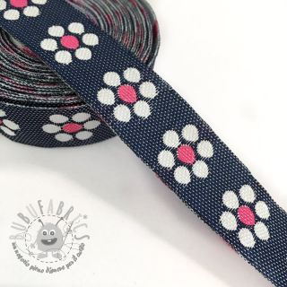 Nastro Jeans flowers fuchsia