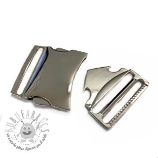 Fibbia a tre denti in metallo 40 mm silver