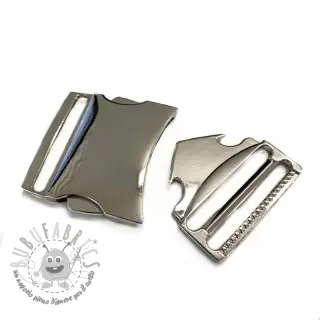 Fibbia a tre denti in metallo 40 mm silver