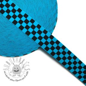 Elastico liscio 4 cm Chequered jacquard aqua