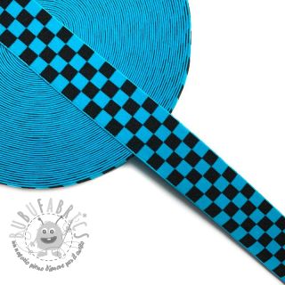 Elastico liscio 4 cm Chequered jacquard aqua