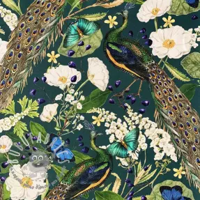 Tessuto decorativo premium Peacock butterfly chique digital print