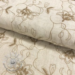 Viscosa con lino Embroidery Leaves natural
