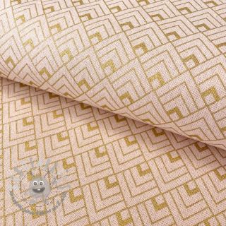 Tessuto decorativo Linenlook Art deco cubes rose metallic premium