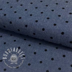 Tessuto di cotone JEANS Flock dot dark blue