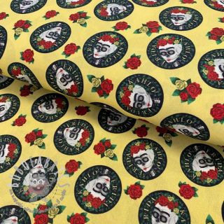 Tessuto di cotone FRIDA Hearts skull digital print