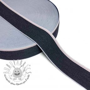 Elastico liscio 4 cm JEANS WHITE STRIPE marine