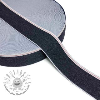 Elastico liscio 4 cm JEANS WHITE STRIPE marine
