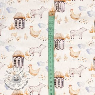Tessuto di cotone Snoozy fabrics Farm style Piggy digital print