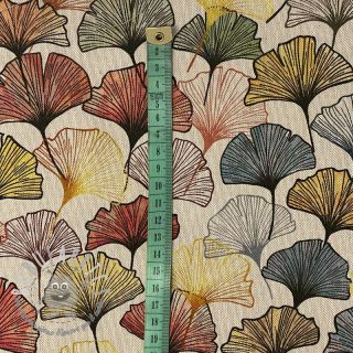Tessuto decorativo premium Linenlook Elegant ginko digital print