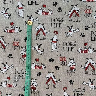 Tessuto decorativo Linenlook Dogs life