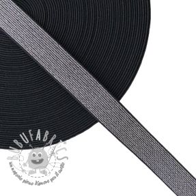 Elastico liscio 2,5 cm glitter black silver