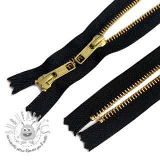 Cerniera metallica non divisibile con doppio cursore 56 cm black/gold