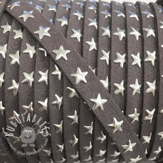 Cordoncino in tessuto scamosciato con stelle grey