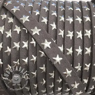 Cordoncino in tessuto scamosciato con stelle grey