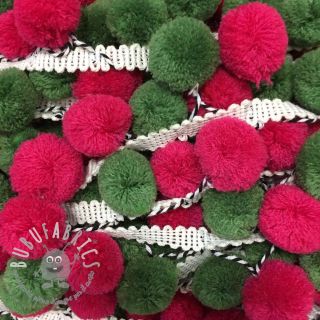 Bordatura con pompon BIG fuchsia/green