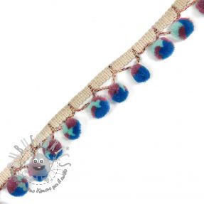 Bordatura con pompon AFRICA mint cobalt