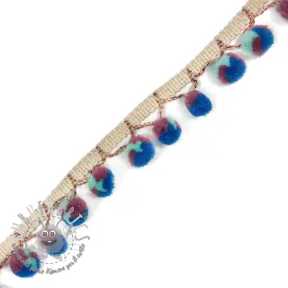 Bordatura con pompon AFRICA mint cobalt