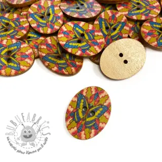 Bottone di legno Butterfly cobalt