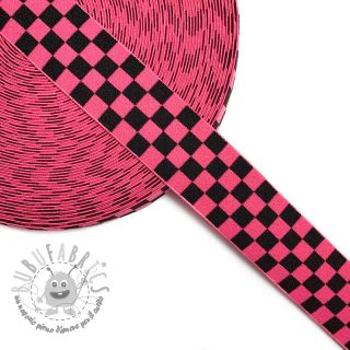 Elastico liscio 4 cm Chequered jacquard fuchsia