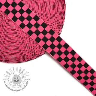 Elastico liscio 4 cm Chequered jacquard fuchsia