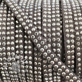 Cordoncino in tessuto scamosciato con pietre grey